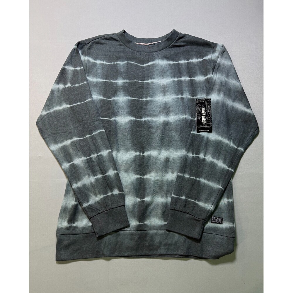 NWT Navy Yard Tie-Dye Sweater Men Medium Navy Gray Knit Long Sleeve Casual Wear